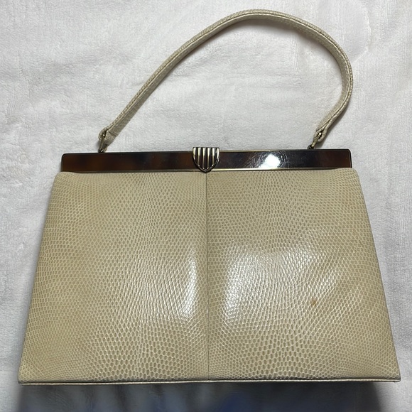 Vintage Mid-Century Genuine Snake Skin and Lacquer Bag - Picture 1 of 17